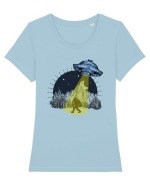 Bigfoot Ufo Moonmountain Alien Vintage Tricou mânecă scurtă guler larg fitted Damă Expresser