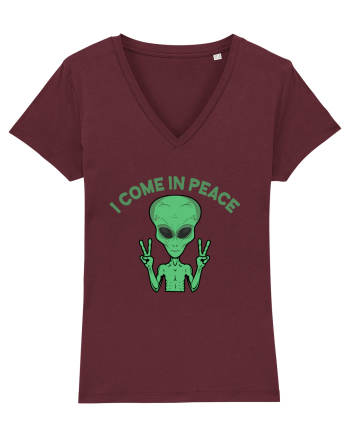 Cute Alien I Come In Peace Space Burgundy