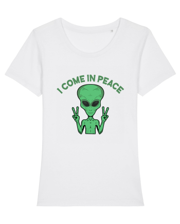 Cute Alien I Come In Peace Space White
