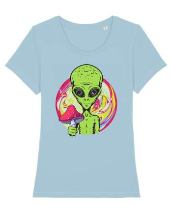 Edm Trippy Mushroom Alien Sky Blue