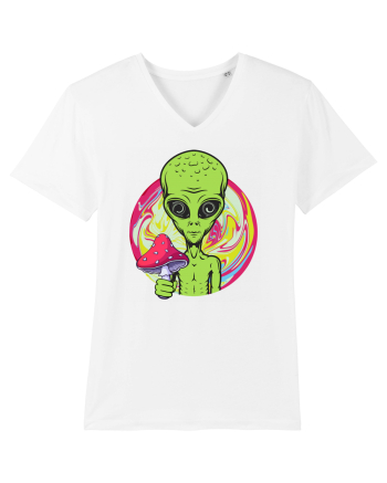 Edm Trippy Mushroom Alien White