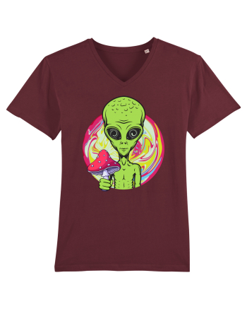 Edm Trippy Mushroom Alien Burgundy