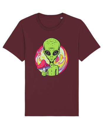 Edm Trippy Mushroom Alien Burgundy