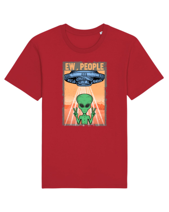 Ew People Alien Funny Ufo Vintage Red