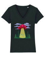 Mushroom Alien Psychedelic Space Ufo Tricou mânecă scurtă guler V Damă Evoker