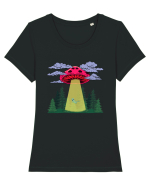 Mushroom Alien Psychedelic Space Ufo Tricou mânecă scurtă guler larg fitted Damă Expresser