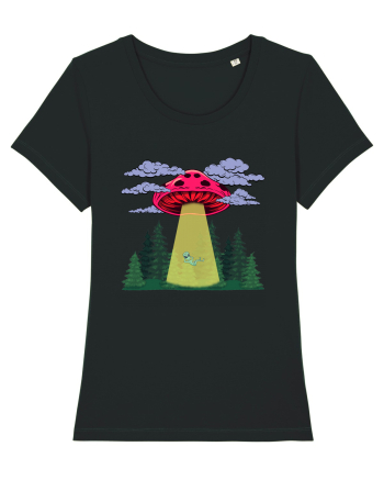 Mushroom Alien Psychedelic Space Ufo Black