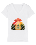 Psychedelic Mushroom Trippy Alien Tricou mânecă scurtă guler V Damă Evoker