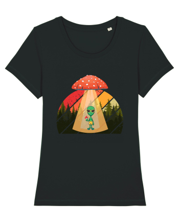 Psychedelic Mushroom Trippy Alien Black