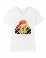 Psychedelic Mushroom Trippy Alien Tricou mânecă scurtă guler V Bărbat Presenter