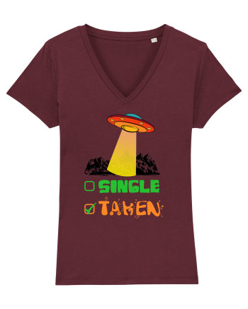 Single Taken Funny Alien Ufo Burgundy