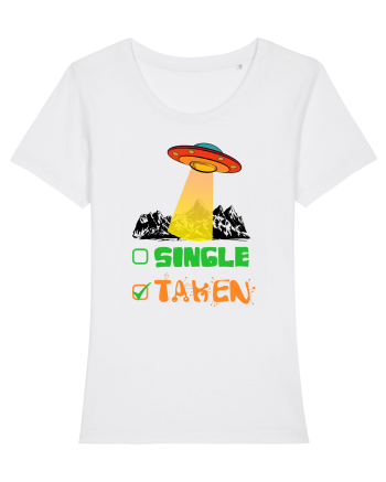 Single Taken Funny Alien Ufo White