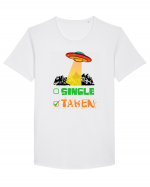 Single Taken Funny Alien Ufo Tricou mânecă scurtă guler larg Bărbat Skater