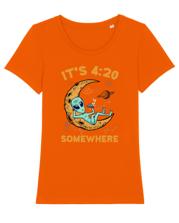 It's 4:20 Somewhere Weed Moon Alien Bright Orange