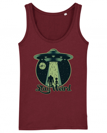 Stay Weird Alien UFO Bigfoot Burgundy