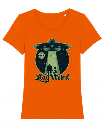 Stay Weird Alien UFO Bigfoot Bright Orange