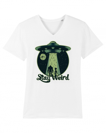 Stay Weird Alien UFO Bigfoot White