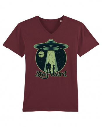 Stay Weird Alien UFO Bigfoot Burgundy