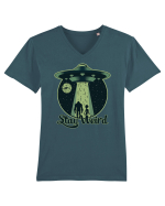 Stay Weird Alien UFO Bigfoot Tricou mânecă scurtă guler V Bărbat Presenter
