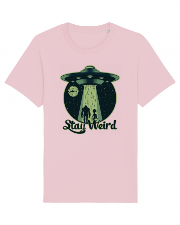 Stay Weird Alien UFO Bigfoot Cotton Pink