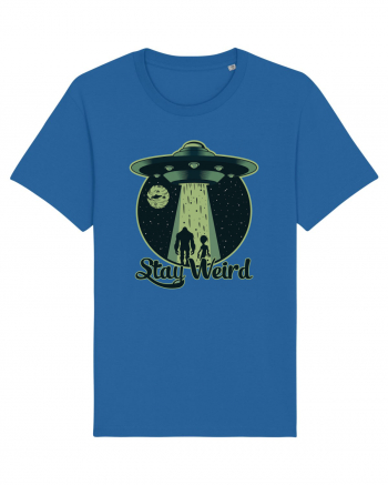 Stay Weird Alien UFO Bigfoot Royal Blue
