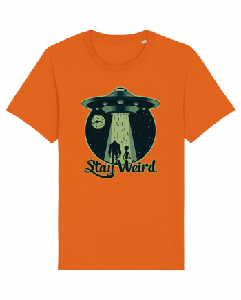Stay Weird Alien UFO Bigfoot Bright Orange