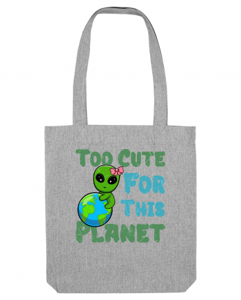 Too Cute For This Planet Ufo Alien Heather Grey