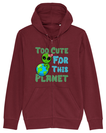 Too Cute For This Planet Ufo Alien Burgundy