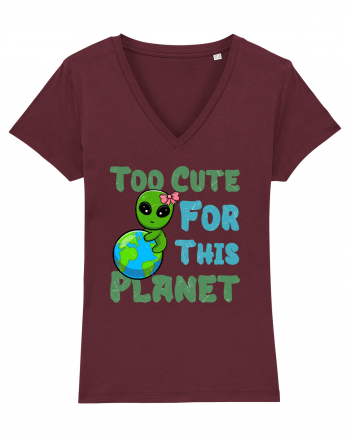 Too Cute For This Planet Ufo Alien Burgundy