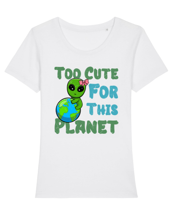 Too Cute For This Planet Ufo Alien White