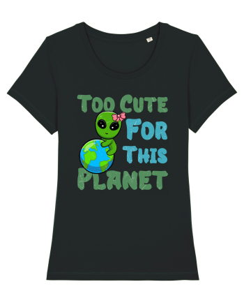 Too Cute For This Planet Ufo Alien Black