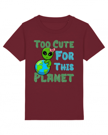 Too Cute For This Planet Ufo Alien Burgundy