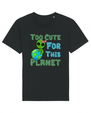 Too Cute For This Planet Ufo Alien Black