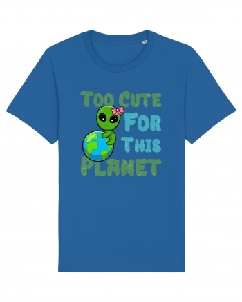 Too Cute For This Planet Ufo Alien Royal Blue