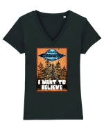 I Want To Believe Ufo Alien Tricou mânecă scurtă guler V Damă Evoker