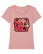 Good Vibes Only Tricou mânecă scurtă guler larg fitted Damă Expresser