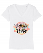 Happy Bee Tricou mânecă scurtă guler V Damă Evoker