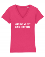 Angels Devils Tricou mânecă scurtă guler V Damă Evoker
