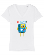 Be Happy! Tricou mânecă scurtă guler V Damă Evoker