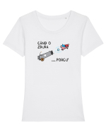 Când o zbura... porcu' Tricou mânecă scurtă guler larg fitted Damă Expresser