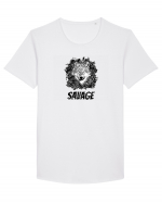 Savage Wolf Tricou mânecă scurtă guler larg Bărbat Skater