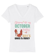Stepping Into My October Birthday Tricou mânecă scurtă guler V Damă Evoker