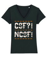 CSF?! NCSF! Tricou mânecă scurtă guler V Damă Evoker