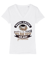 Beau cafea Tricou mânecă scurtă guler V Damă Evoker