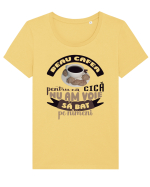 Beau cafea Tricou mânecă scurtă guler larg fitted Damă Expresser
