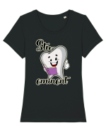 Stu-dinte eminent Tricou mânecă scurtă guler larg fitted Damă Expresser