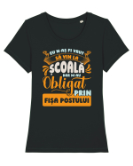 N-aș fi vrut să vin la școală Tricou mânecă scurtă guler larg fitted Damă Expresser