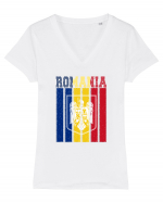 ROMANIA Grunge Tricou mânecă scurtă guler V Damă Evoker