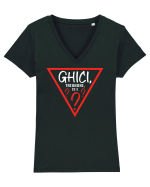 Ghici, triunghi, ce e? Tricou mânecă scurtă guler V Damă Evoker