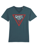 Ghici, triunghi, ce e? Tricou mânecă scurtă guler V Bărbat Presenter